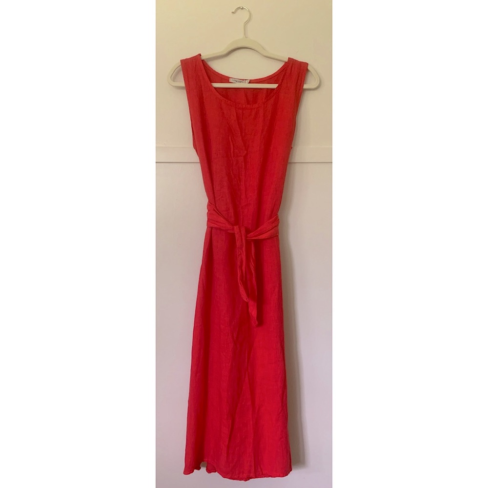 Vintage Red Linen Maxi Dress